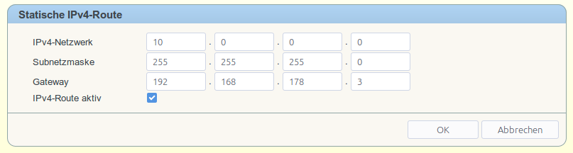 static route in fritzbox gui